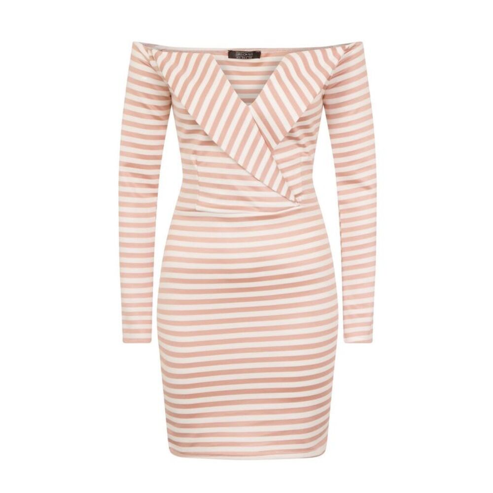 Girls On Film Womens/Ladies Alexander V-Cut Lapel Dress / Pink/White